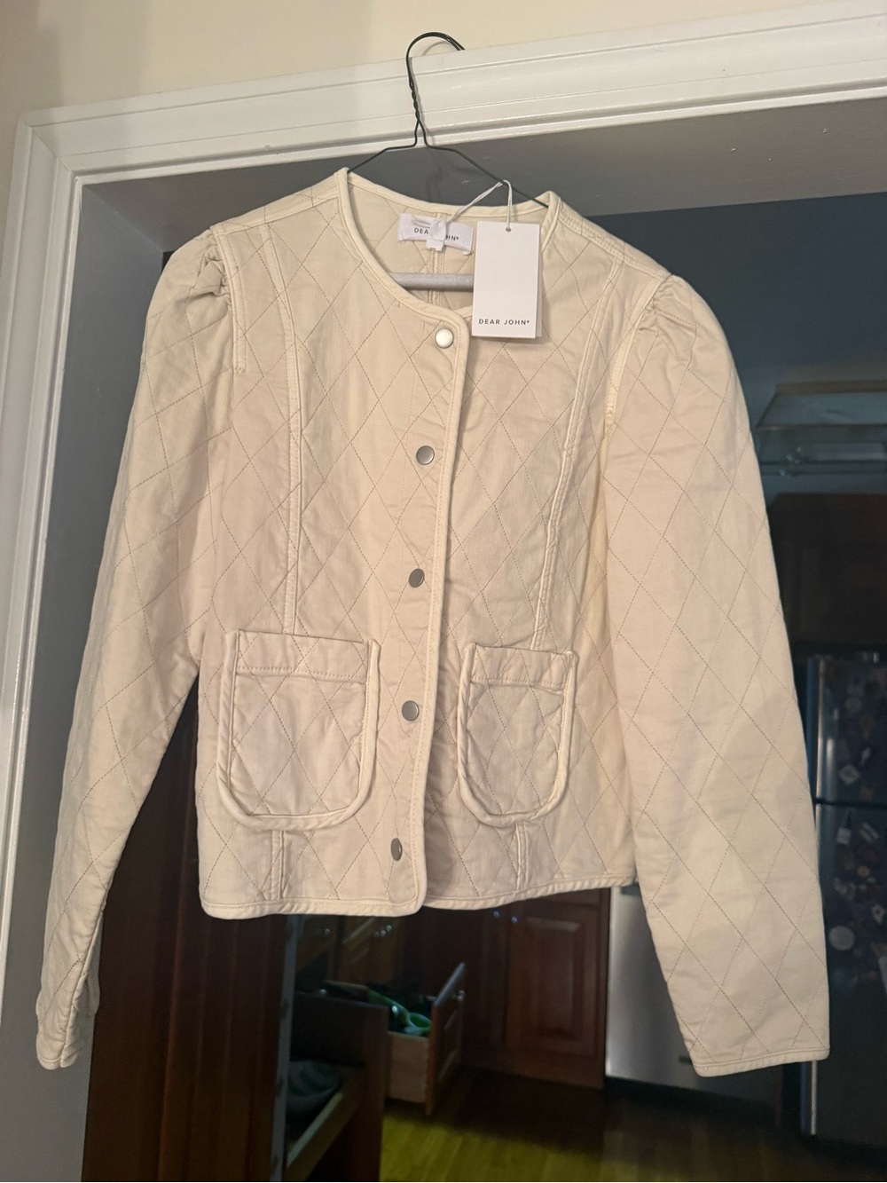 Dear John Beige Quilted Snap-Front Jacket